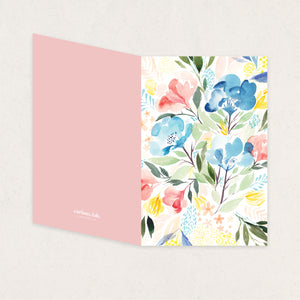 Pastel Blue & Pink Watercolour Florals: Card