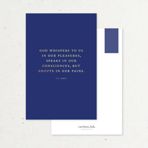 God Shouts In Our Pains (Navy): Postcard