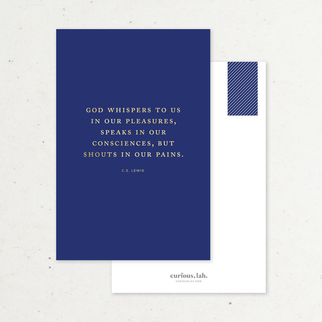 God Shouts In Our Pains (Navy): Postcard